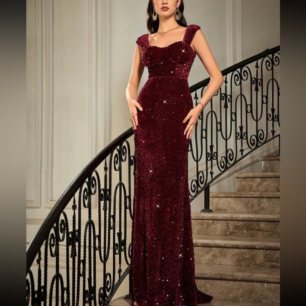 Luxe  sweetheart neck mermaid hem party formal evening gown dress - Picture 4 of 7